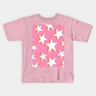 Pink and Orange Star Celestial Pattern Kids T-Shirt